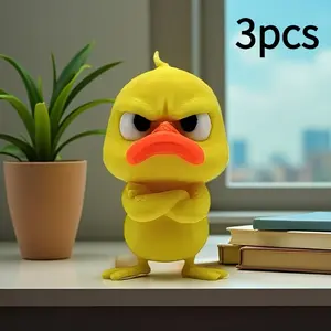 Angry Duck Statue, Comical and Expressive Design with Crossed Arms, Fun Plastic Desktop Collectible for Office Decor and Unique Gift