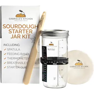 Sourdough Starter Kit - Sour Dough Bread Making Glass Jar Container - All Accessories Included
