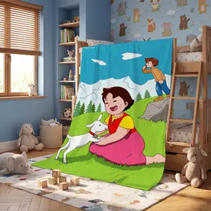 Blankets for Decorative Sofa Blanket for Sofas Heidi Friend Bed Throw Character Blanket King Size Luxury Blankets and Throws  A lightweight flannel blanket, printed with cute cartoon patterns, featuring a soft and comfortable feel.