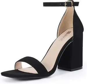 IDIFU IN4 High Chunky Heel Square Toe Open Toe Ankle Strap High Heel Sandals Wedding Bridal Prom Summer Elegant Comfort Sexy Bride Bridesmaid Dress Shoes Cute Thick Bottom Fashion Walking Shoes High Heels Girls Elegant  Footwear Classy Stylish Chunky High
