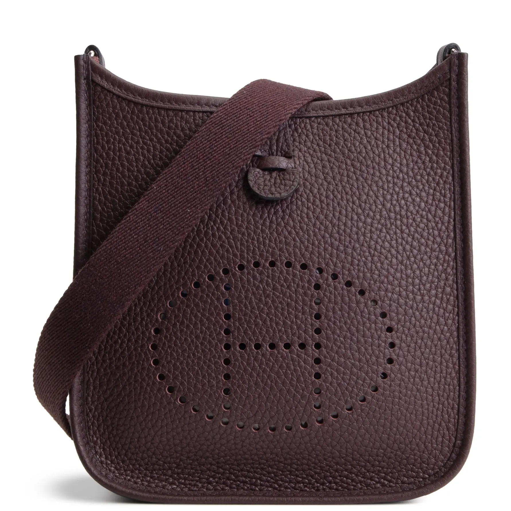 Pre-owned HERMÈS Clemence leather Crossbody Bags HERMES Clemence Evelyne 16 TPM Rouge Sellier (Wine)