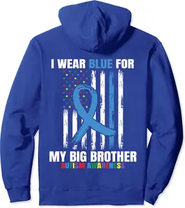 Wear Blue Big Brother Autism Awareness American Flag Graphic Pullover Hoodie - Jessicajon Shop 63B09J3KDZ8L