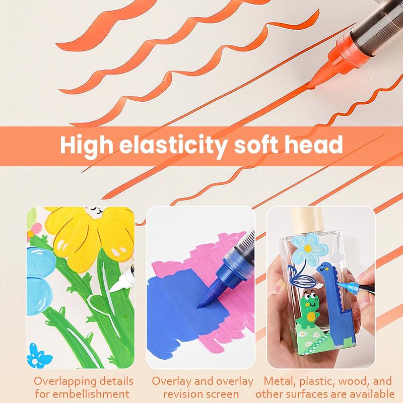 Acrylic Paint Markers - 36 Color pc Marker Pen Set, Artist Fine and Soft Brush Tip Marker for Rock Painting, Books Coloring, Note Taking, Card Writing, Ston Graffiti, DIY Crafts, Drawing Art Supplies Kit, Professional Art Pen Set, Valentine's Day Gifts