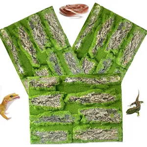 Reptile Cork Terrarium Background Decor Climbing Mat Habitat Fitting Bark Backdrop Wall Artificial Moss for Lizard Gecko Bearded Dragon Chameleon(3 Pcs)