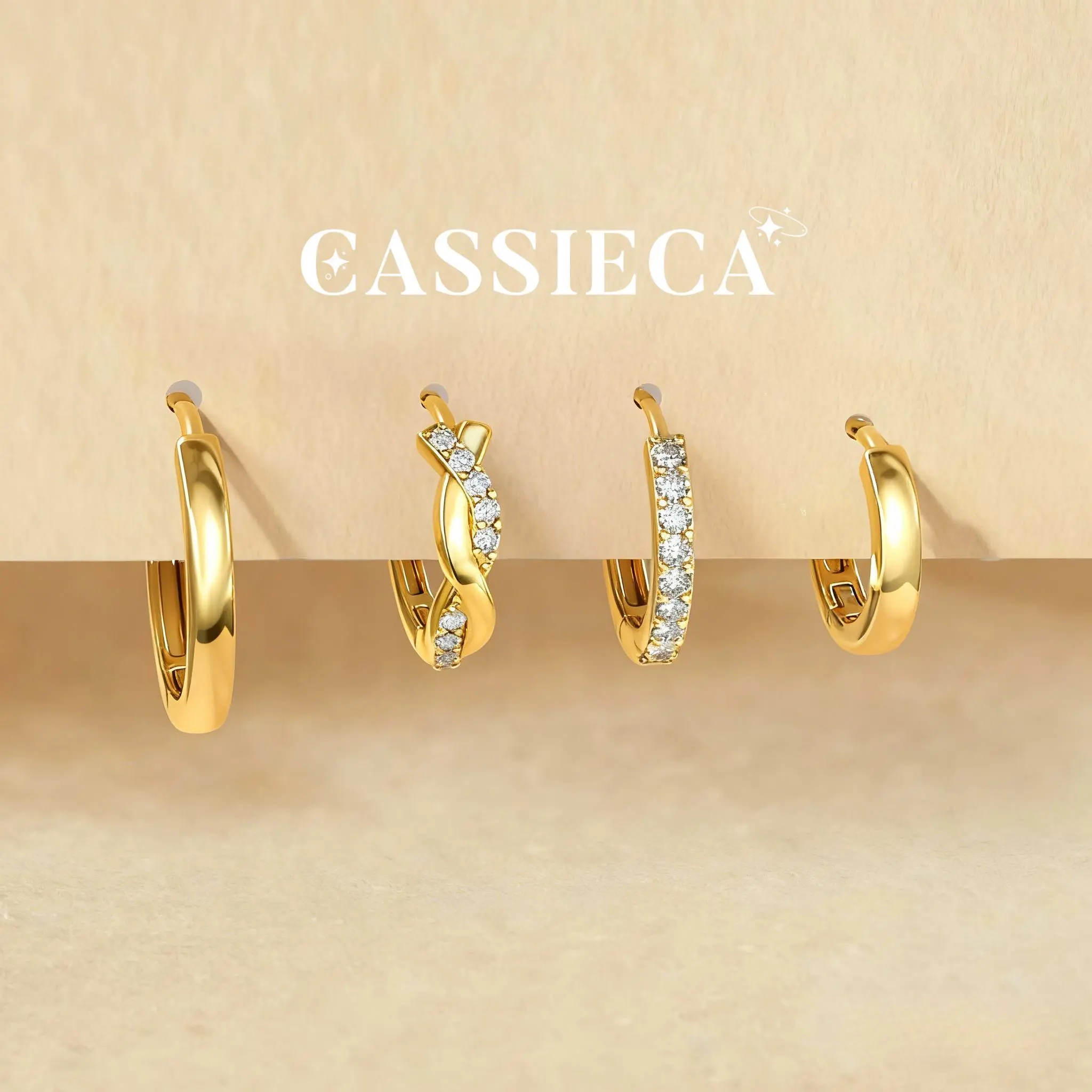 CASAIECA Hoop Earrings for Women Trendy 14K Gold Plated Huggie Earrings Hypoallergenic Cartilage Earring Stacks Cute Dainty Huggie Hoops Earring Sets for Multiple Piercing Accessories Gifts for Women Girlfriend, Earrings Jewelry, Daily Wear,summerwins