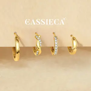 CASAIECA Hoop Earrings for Women Trendy 14K Gold Plated Huggie Earrings Hypoallergenic Cartilage Earring Stacks Cute Dainty Huggie Hoops Earring Sets for Multiple Piercing Accessories Gifts for Women Girlfriend, Earrings Jewelry, Daily Wear