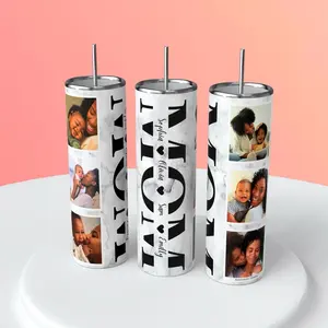 Custom mom tumbler 20oz cup, picture tumbler , Mother’s Day, gift for her, gift for mom, drinkware, roses, grandkids names, children name, mama Water Bottles Portable Bottled