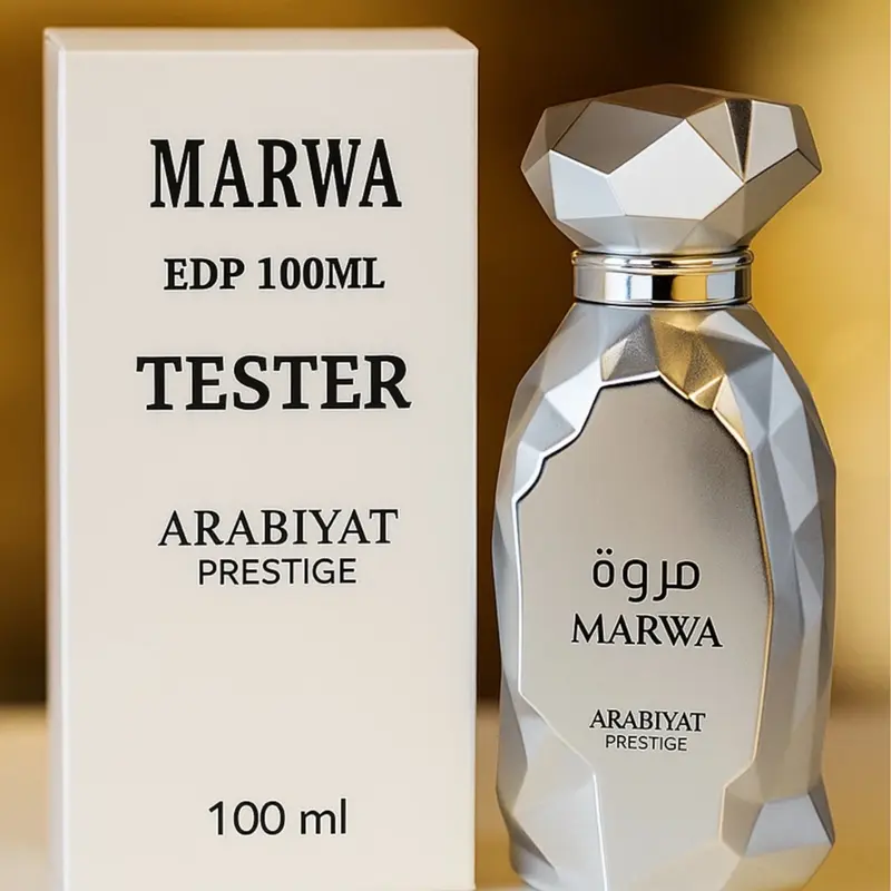 Arabiyat Marwa Men's Eau de Parfum (EDP) Spray - 3.4 fl oz Long-Lasting Arabian Perfumes, Woody Floral Scent, Youth-Focused Bergamot-Tea Blend, Aromatic Luxurious Fragrance, Amber, Ambroxan Base, Musky Finish, Gifts Adults