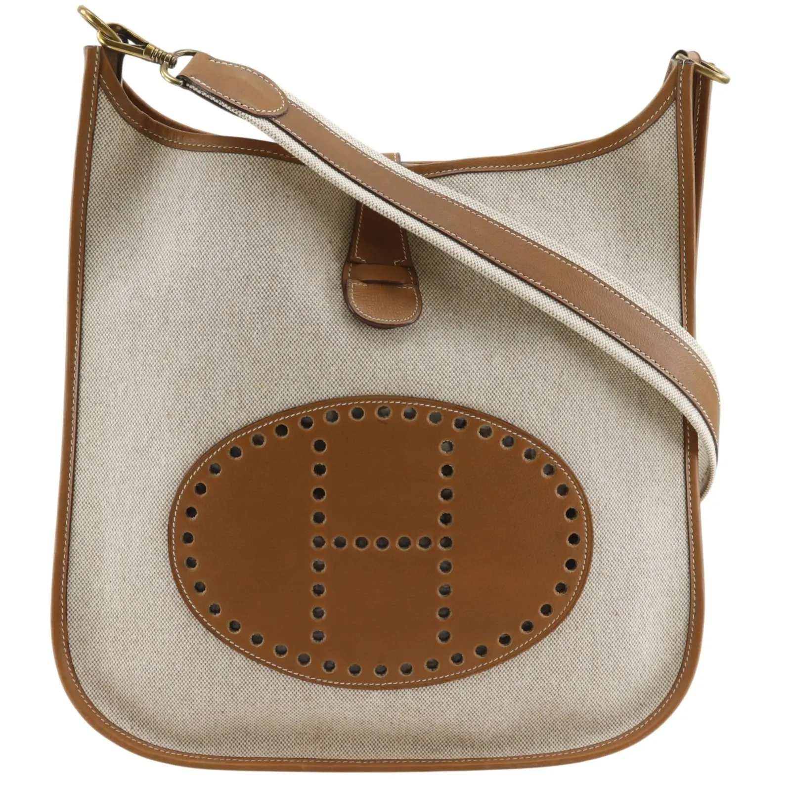 Pre-owned HERMÈS Canvas Shoulder Bags Hermes Evelyne1 GM Toile H shoulder bag