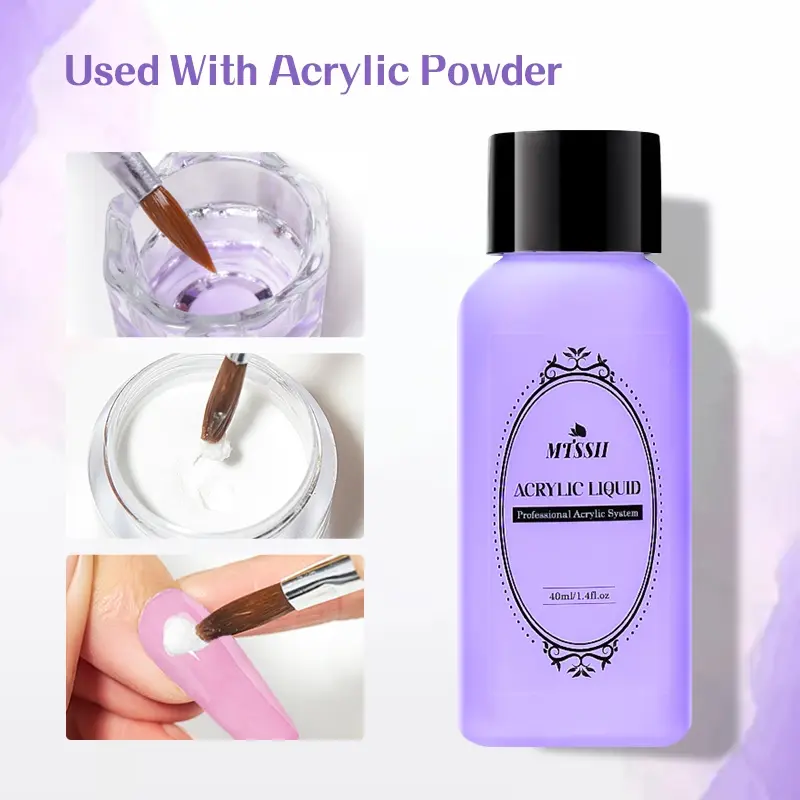 MTSSII 40ml Acrylic Liquid Monomer, Salon Quality Acrylic, Nail Polymer Crystal Nail Extension Liquid for Nails, Acrylic Nail Extensions, Used for The Acrylic Powder, No Need Lamp Cure, Acrylic Nails Kit
