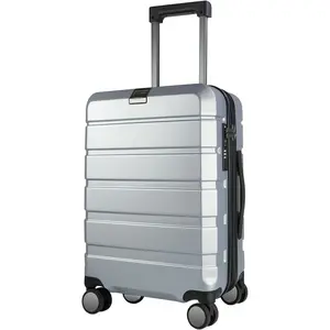 Hardside Expandable Carry On Luggage with Spinner Wheels & Built-in TSA Lock, Durable Suitcase Rolling Luggage with USB Port, Carry-On 20-Inch, Silver Grey