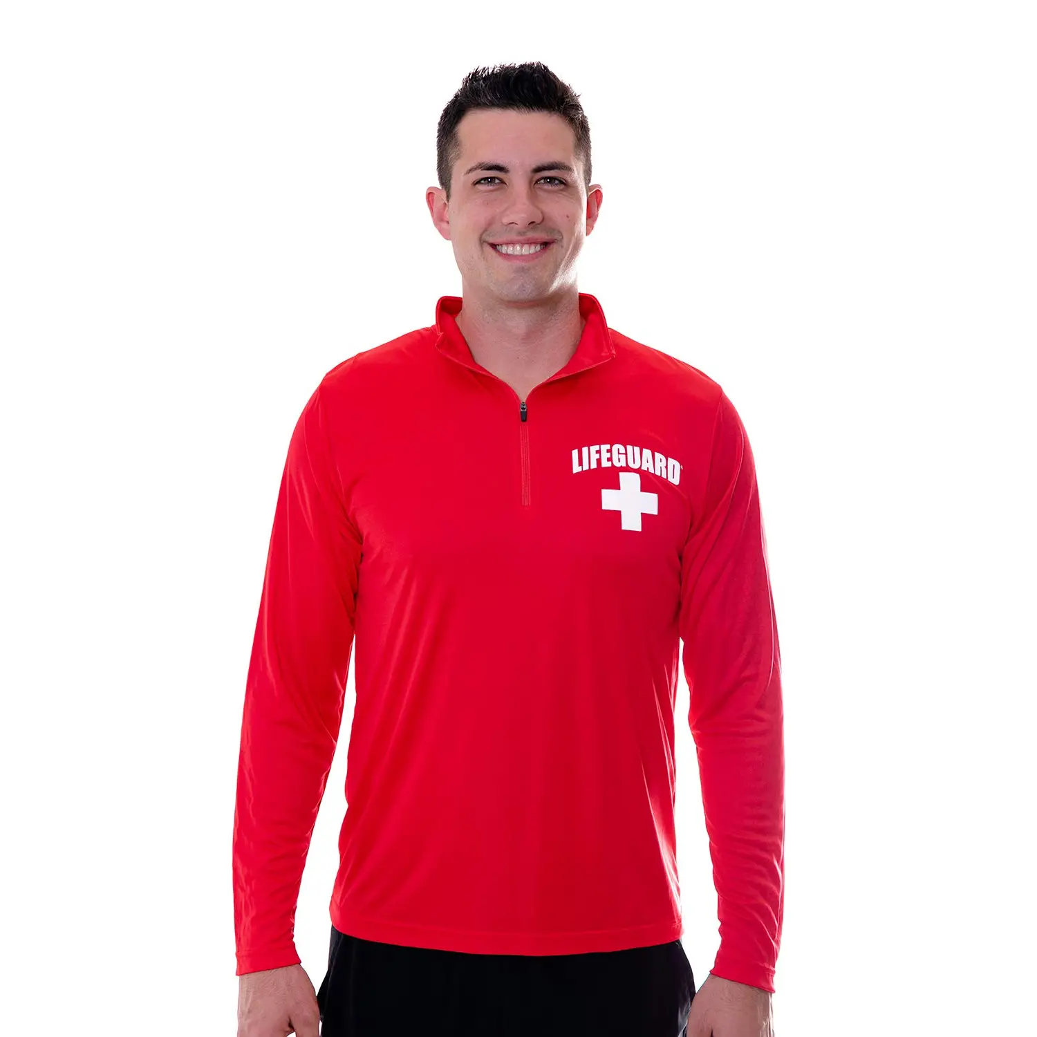 LIFEGUARD Officially Licensed Mens 1/4 Quarter Zip Active Performance Long Sleeve Shirt