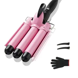 3 Barrel Curling Iron, 1 Inch Crimper Hair Tool, Crimping Waver for Women Beach Waves with Two Temperature Settings
