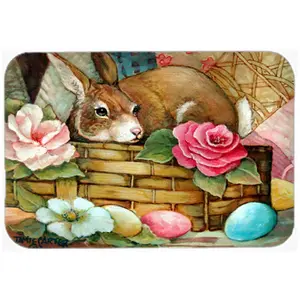 Carolines Treasures  A Touch Of Color Rabbit Easter Glass Cutting Board- Large