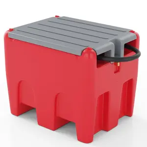 GARVEE Portable 106 Gallon Fuel Tank for Gasoline and Diesel with 12V 10 GPM Transfer Pump, 13.1ft Rubber Hose, and Auto Fueling Nozzle in Red