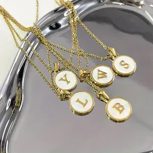 Initial Letter Pattern Round Pendant Necklace, Creative Birthday Gifts
