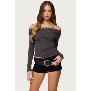 Rebekka Grommet Off Shoulder Top