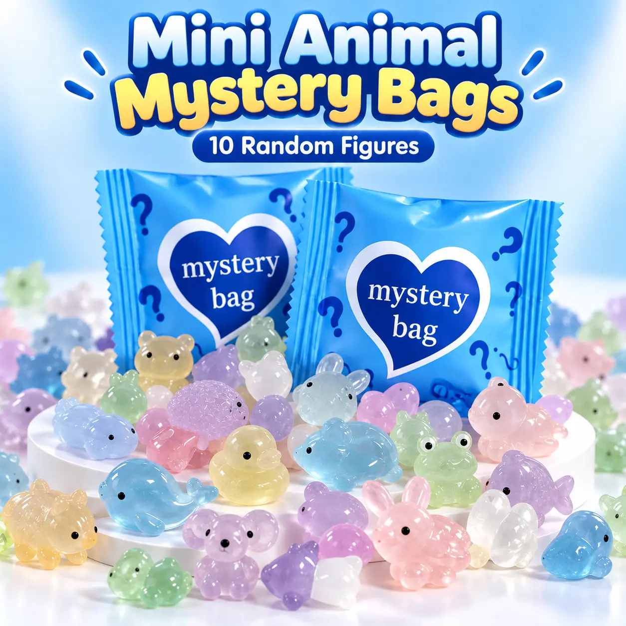 Mini Luminous Animal Resin Figurines - Cute Resin Ornaments, Glow Effect Trinkets, Animal Decorations Figurines for Home Office Desk Decor