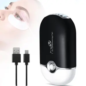 Mini Portable Eyelash - Handheld for Eyelash Extension Rechargeable USB C Air Cooling Blower Fan with Built in Sponge Extension Application