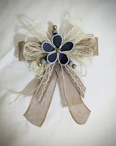 Handmade burlap and flower bow