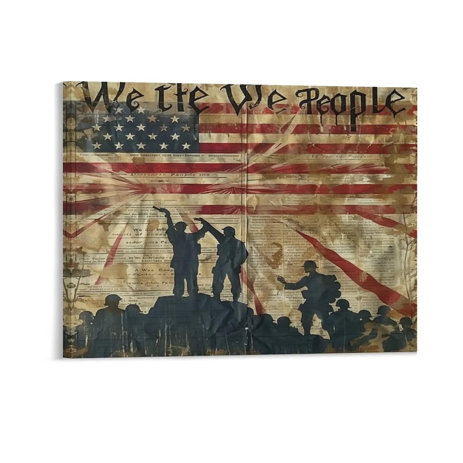 American Military Army Posters, Retro America Soldiers And Flag Canvas Posters Home Wall Art Prints For Family Bedroom Office Decor Aesthetic Festival Gift