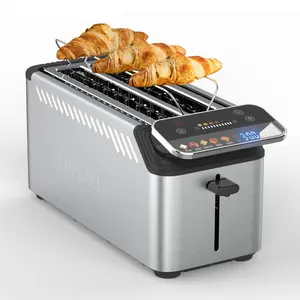 Whall Stainless Steel Smart Toaster – 2/4 Slice,HD Projection Touchscreen | 1.5" Extra-Wide Slots,Reheat/Defrost Mode |  Digital Timer + Removable Crumb Tray