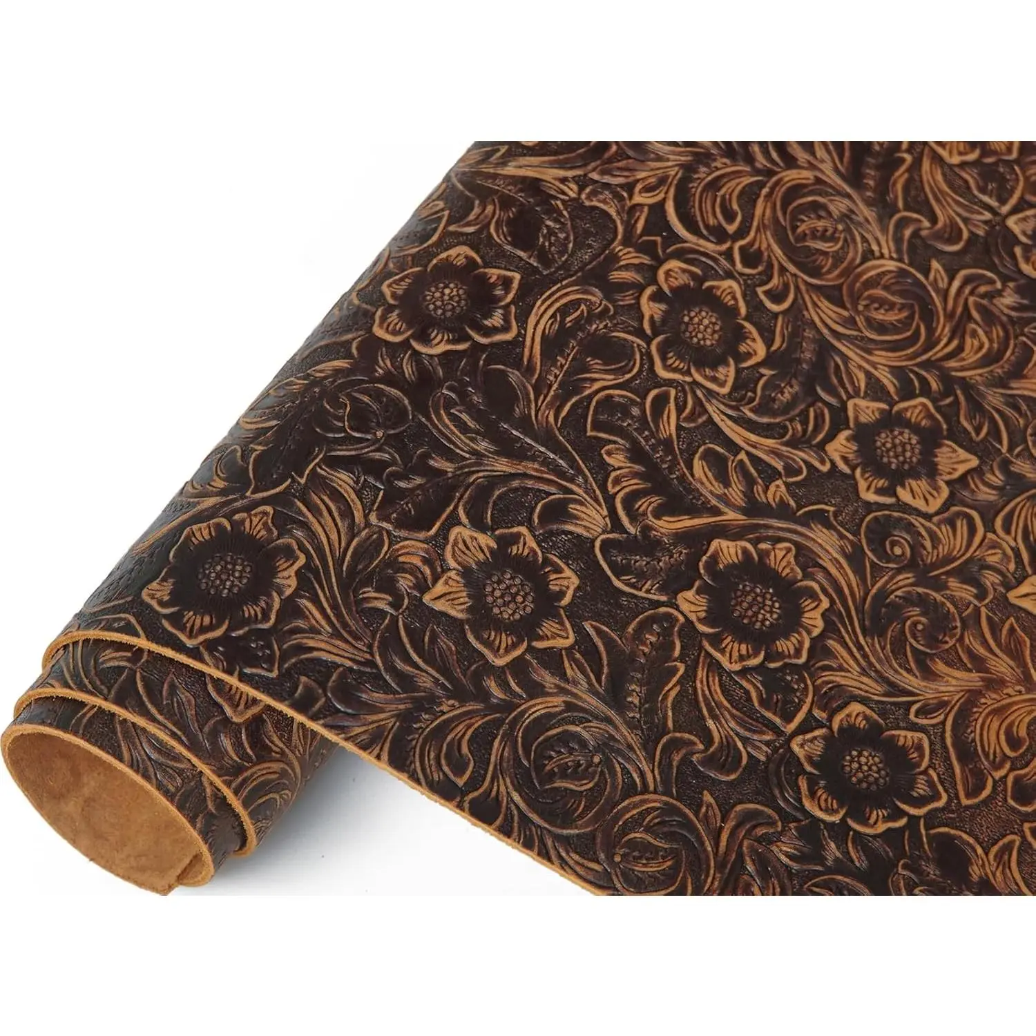 Bump Texture Genuine Leather Sheets Plain Geometric Pattern Printed Leather Sheet for Crafts (Dark Brown, 12"x12")