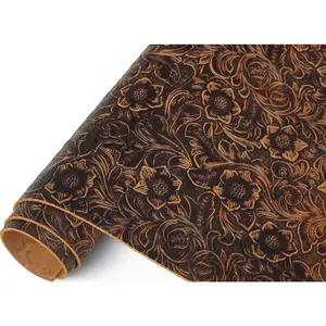 Bump Texture Genuine Leather Sheets Plain Geometric Pattern Printed Leather Sheet for Crafts (Dark Brown, 12"x12")