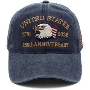 United States 250th Anniversary Hat, USA Baseball Cap 1776-2026 American Hat Patriotic Embroidered Hats for Men Women
