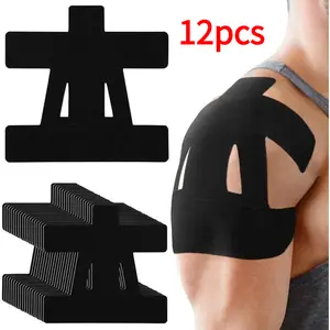 12pcs Pre-Cut Shoulder Kinesiology Tape| Breathable High-Elastic Athletic Tape for Muscle Stability & Support| Sweat-Resistant Tape for Weightlifting Badminton Basketball Gym Fitness Outdoor Sports + Free Sports Headband