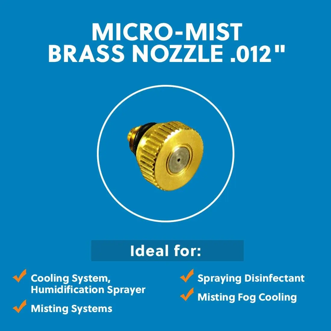 Micro-Mist Nozzle- Garden & Patio Misting System, Cooling Brass Nozzles with 0.012 Inch Size & 10/24 Inch Thread (Pack of 5)Gift.