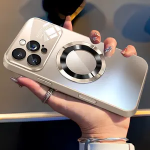 [Luxury|Matte] Titanium Luxury Matte Magnetic Wireless Charging Protective Phone Case | New Desert for iPhone 16 15 14 13 12 11 Pro Max 16Pro Case with Glass Lens Protector Soft Bumper Shockproof 16 Series Cover Accessories