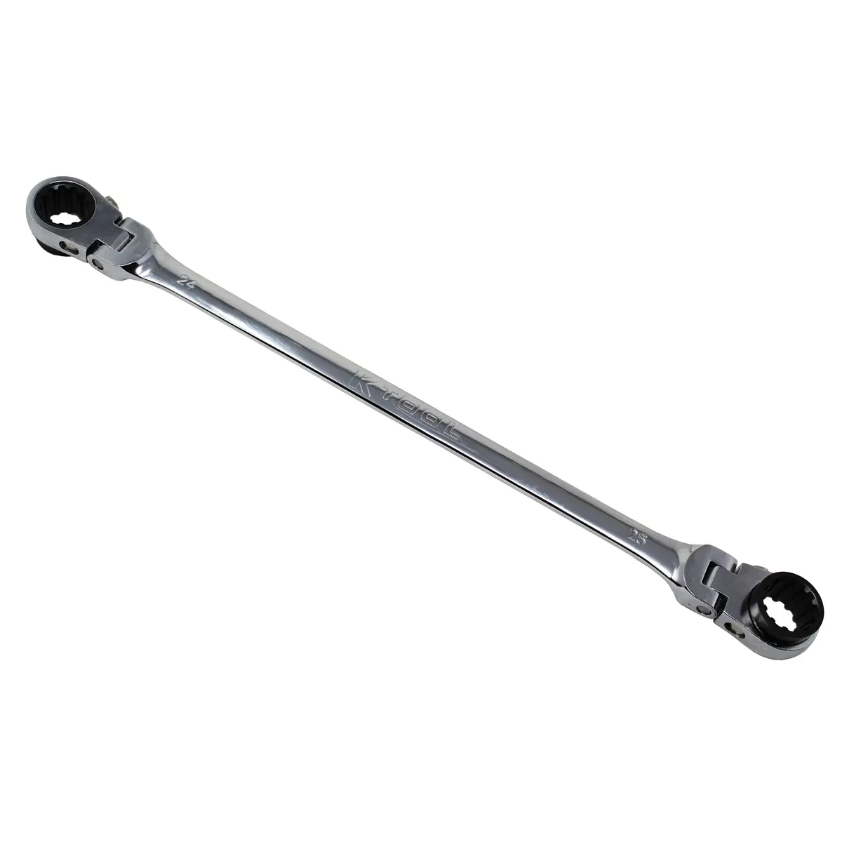 K Tool International KTIXDDB24X25 24 x 25 mm Metric Double Box Universal Spline 90 Tooth Reversible Ratcheting Wrench