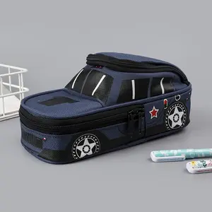 Car Print Pencil Case, Large Capacity Dual Layer Stationery Organizer, Student School Supplies, Only Sell 1pc