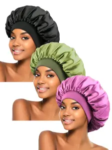 3Pcs Wide Headband High Elasticity Hair Band Sleeping Hat Chemo Cap Hair Loss Prevention Cap For Women in Black Green and Purple