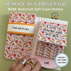 School Bus Driver Appreciation Gift card holder book personalized handmade bus driver gift card book bus Waterfall Gift Card Book Cash Money Holder
