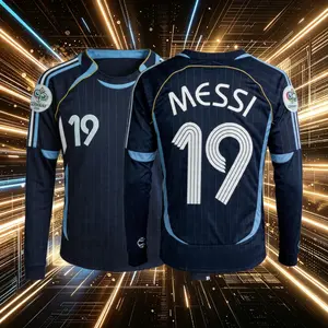 19# Messi 2006 Argentina National Home And Away Blue Short And Long Sleeve Soccer Jersey Fans Version