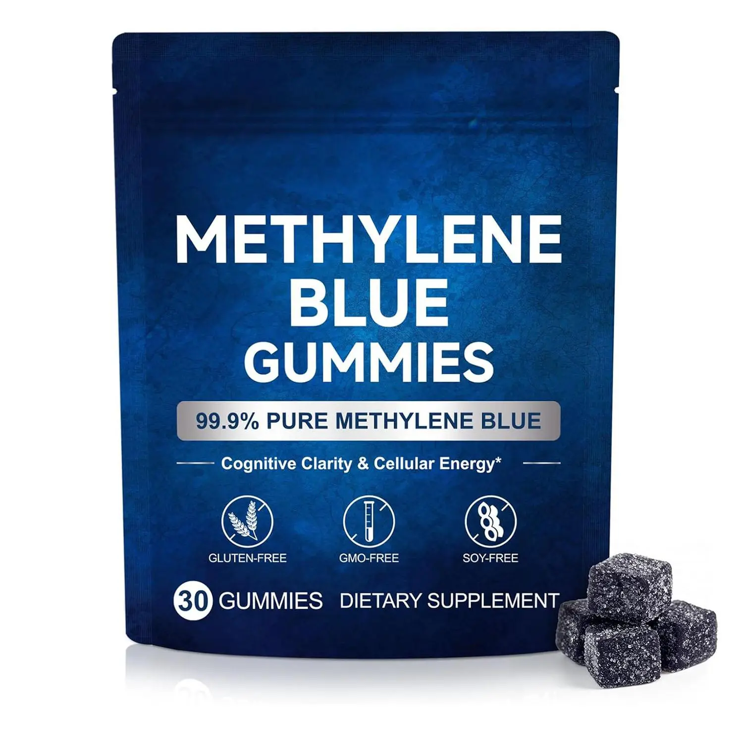 Methylene Blue Gummies 5mg Per Serving, Supports Cognitive Function, Cellular Energy, Mental Focus, Antioxidant Activity, 99.9% Pure | 30 Gummies