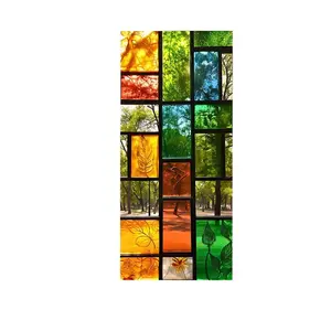 European Artistic Stained Glass Window Film, Reusable Non-Stick Decorative Stickers for Bathroom Bedroom Living Room Windows, Removable Window Decal