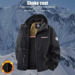 Men's Fleece Jacket Warm Outerwear Autumn Winter Thick Cotton Warm Coat Fleece Lined Cotton Jacket Men's Fleece Jacket - Winter Camping, Hiking Everyday Jacket, Multi-Pocket Design, Machine Washable Polyester Fiber Warm Coat, Durable Construction, A Must-