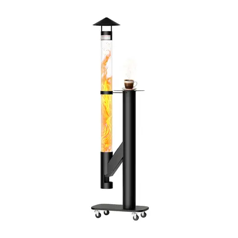 Lilypelle Floor Standing Outdoor Smokeless Wood Pellet Patio Heater with Glass Tube, Sturdy Reliable Build, Heavy-Duty Base, 1+ Hour Burn Time, Camping Accessories for Backyard