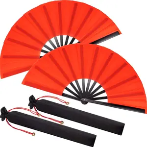 2Pcs Large Folding Fan Rave Fan Popping Fans for Line Dancing Clacking Fans for Boots On The Ground Dance,Party,Decoration,Festival (13.4inch) Red - Home Improvement.