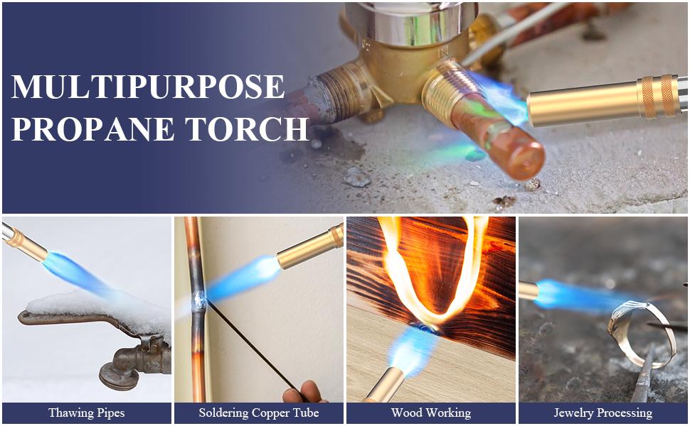 Propane Torch Kit Trigger Start 5' Long Hose Mapp Gas Torch with Included Holster Adjustable Flame Torch Kit,Soldering Torch for Welding Soldering Brazing