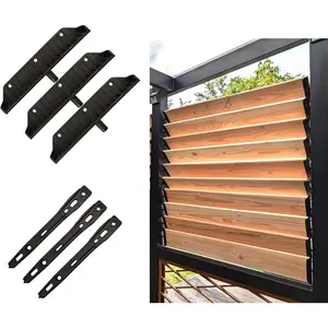 Louver Bracket Kit, Deck Sunblind System, Shutters Hardware for Windows Garden, Complete Kit up to 11 Boards (48'') Black