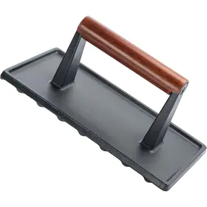 Bacon Press Rectangle | Heavy-Duty Cast Iron Grill Press for Perfectly Seared Bacon, Steak & Sandwiches | Equalized Weight Distribution