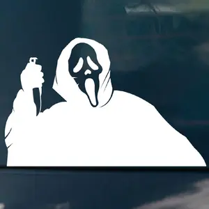 Ghostface Scream Vinyl Peeker Car Sticker Glow in the Dark Halloween Decal Weatherproof Waterproof 6" x 3.83" Easy Application & Removal for Cars Laptops Notebooks Desks Windows Helmets Mirrors Water Bottles