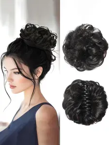 Flower Hair Clip Wig, Messy Bun Style, Fluffy Bridal Curly Ponytail Synthetic Fiber Hairpiece, Women's Fashion Accessory,mothers day gift ,mothers day gift ideas, Wavy Synthetic Hairpiece
