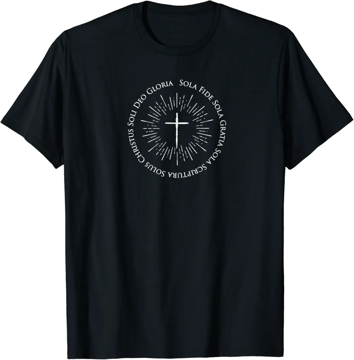 Reformation Anniversary Tshirt with 5 (five) Solas cross - Jenniferlau Shop 69B07PM5BWMH