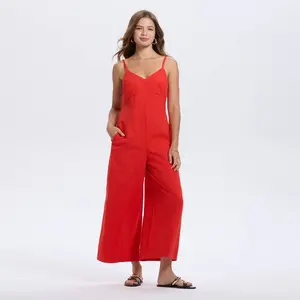 Women's Wide Leg Jumpsuit - A New Day Geranium Red S
