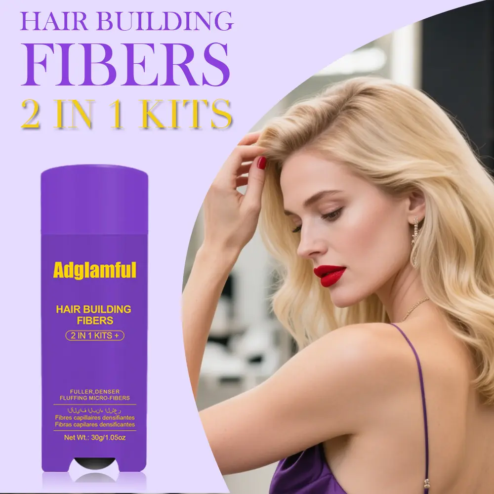 Adglamful Lady Hair Construction Fiber Powder - Instantly Thickens and Makes Hair Voluminous | Bottom Pressing Design | Physical Hair Growth, No Weightiness | Safe and Gentle | Ladies' Voluminous Styling Powder